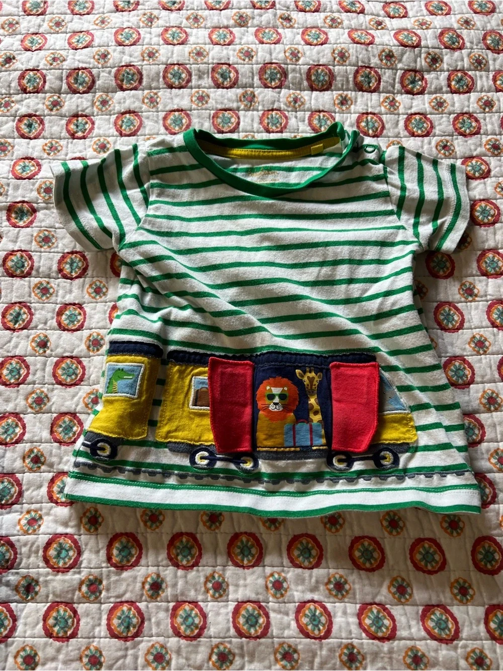 Baby Boden Animal Train 3/D Interactive Shirt size 18/24 months Striped